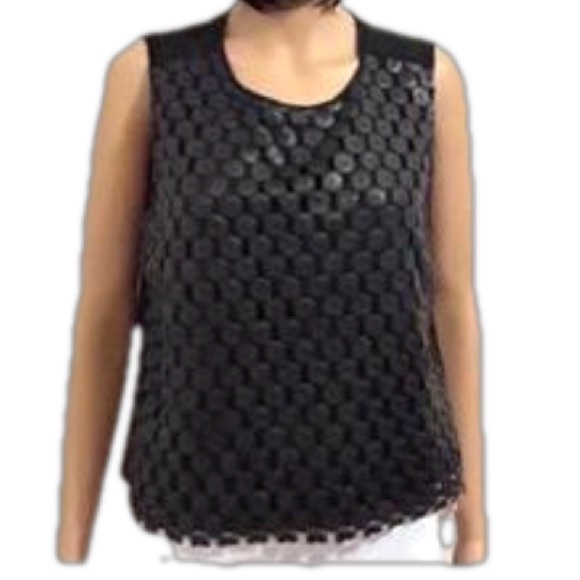 Trouve Black Faux Leather Sleeveless Blouse - Picture 2 of 4